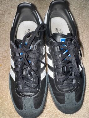 adidas kids Black with White Stripes Retro Sneakers